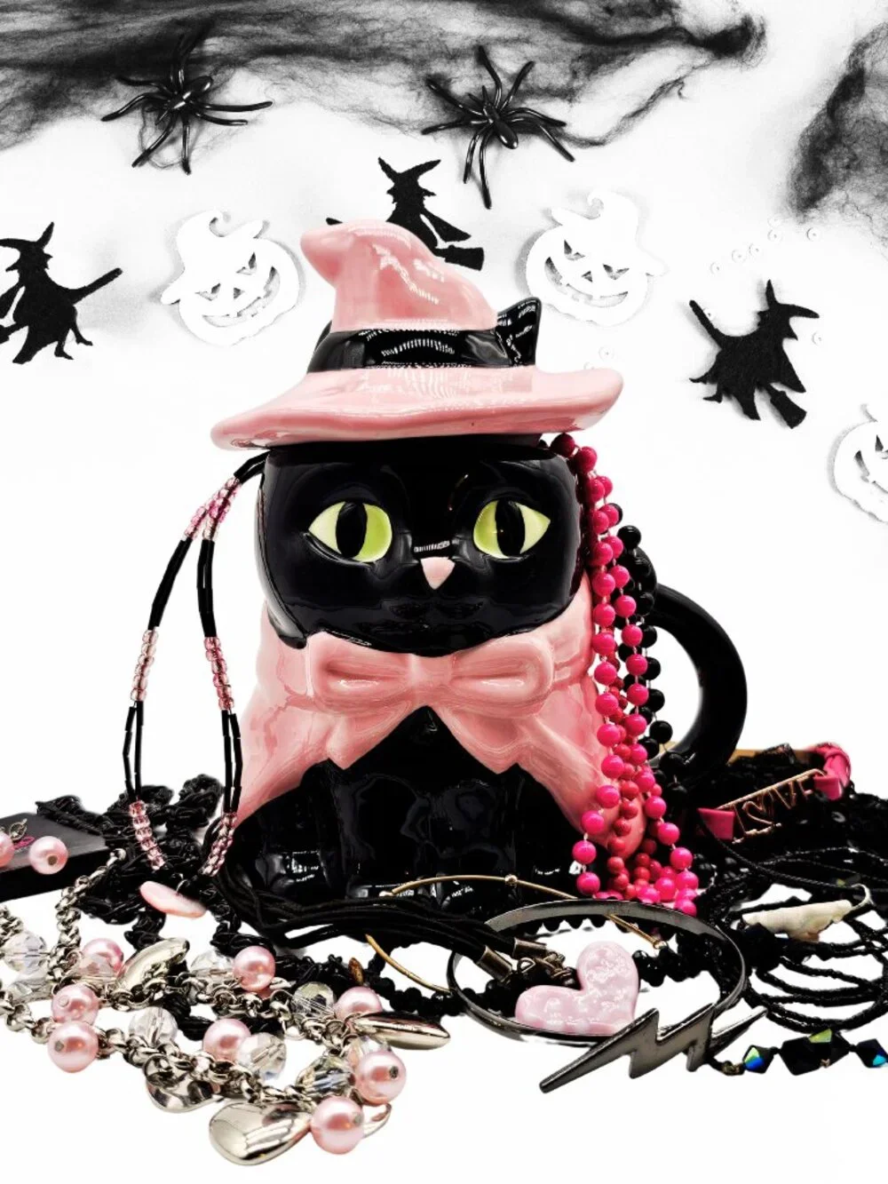 Halloween Jewelry Bundle 16 Pc Pink Witch Cat Decor Paparazzi Necklace Set